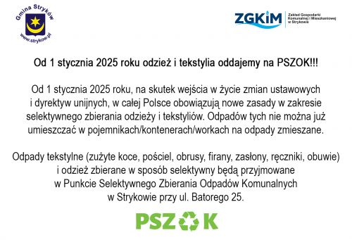 Nowe zasady panujące na PSZOK