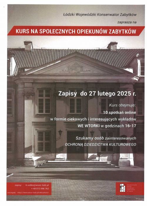 Plakat kurs na Społecznego Opiekuna Zabytków