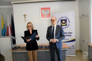 Burmistrz Strykowa Witold Kosmowski i Zastępca Burmistrza Strykowa Tamara Barańska-Kiemaczyńska