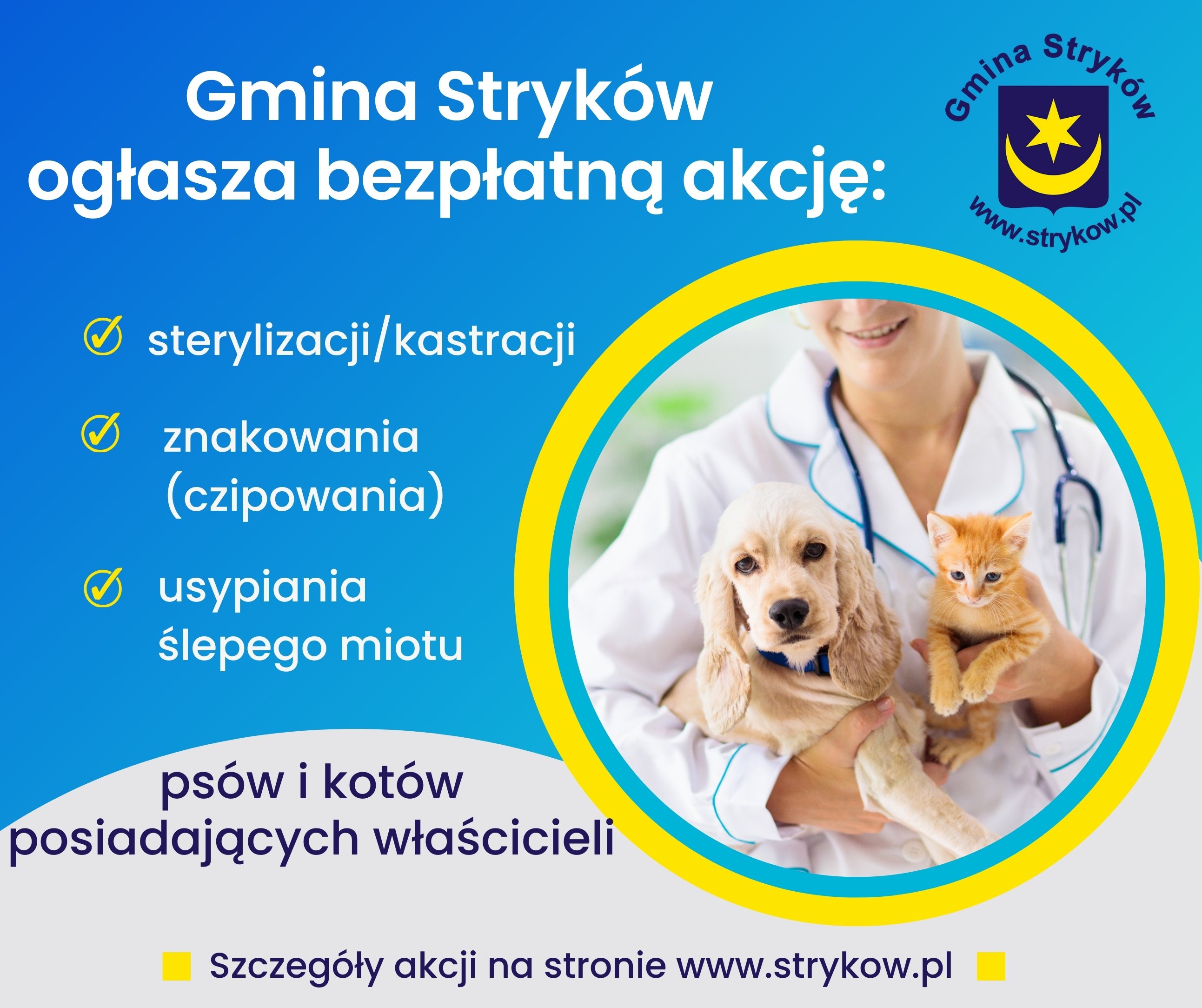 Bezpłatna sterylizacja, kastracja i czipowanie zwierząt właścicielskich